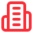 Red icon of a document with text lines and a folded corner.