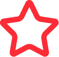 Red outlined star icon with transparent center.