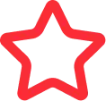 Red outlined star icon with transparent center.