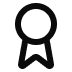 Minimalist black outline of a ribbon award or medal icon.