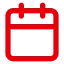 Red calendar icon with two rings on top.