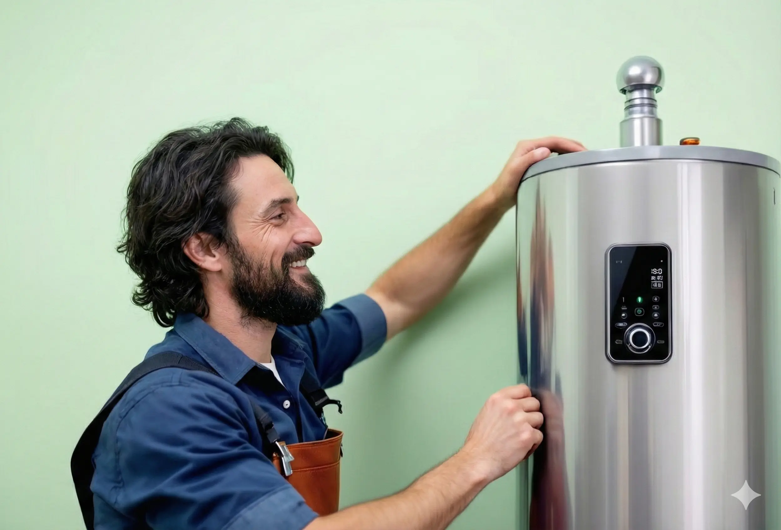 image of a high-efficiency water heater being inspected