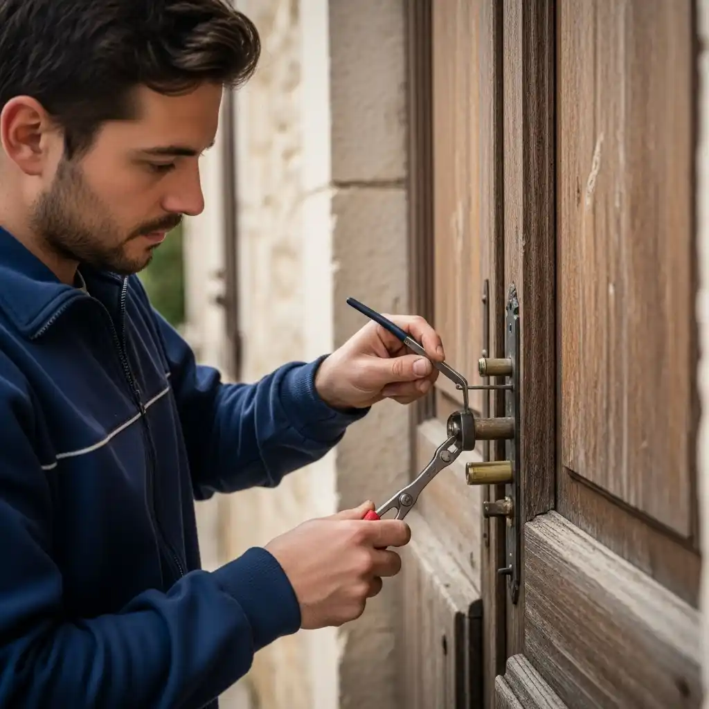 Serrurier intervenant urgence sur porte traditionnelle Leyrieu expertise locale