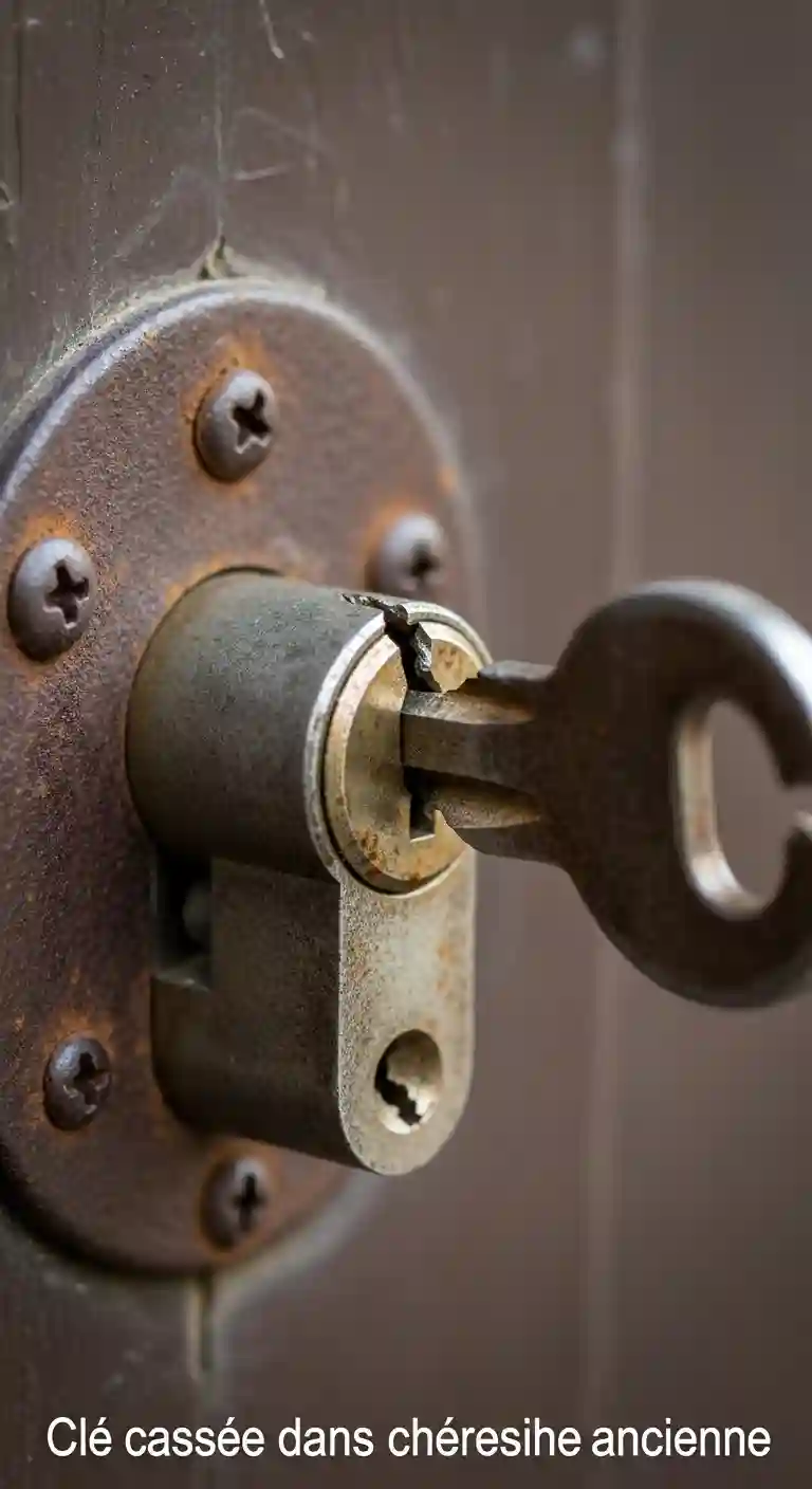 Clé cassée dans cylindre serrure ancienne habitat Vinay centre-ville