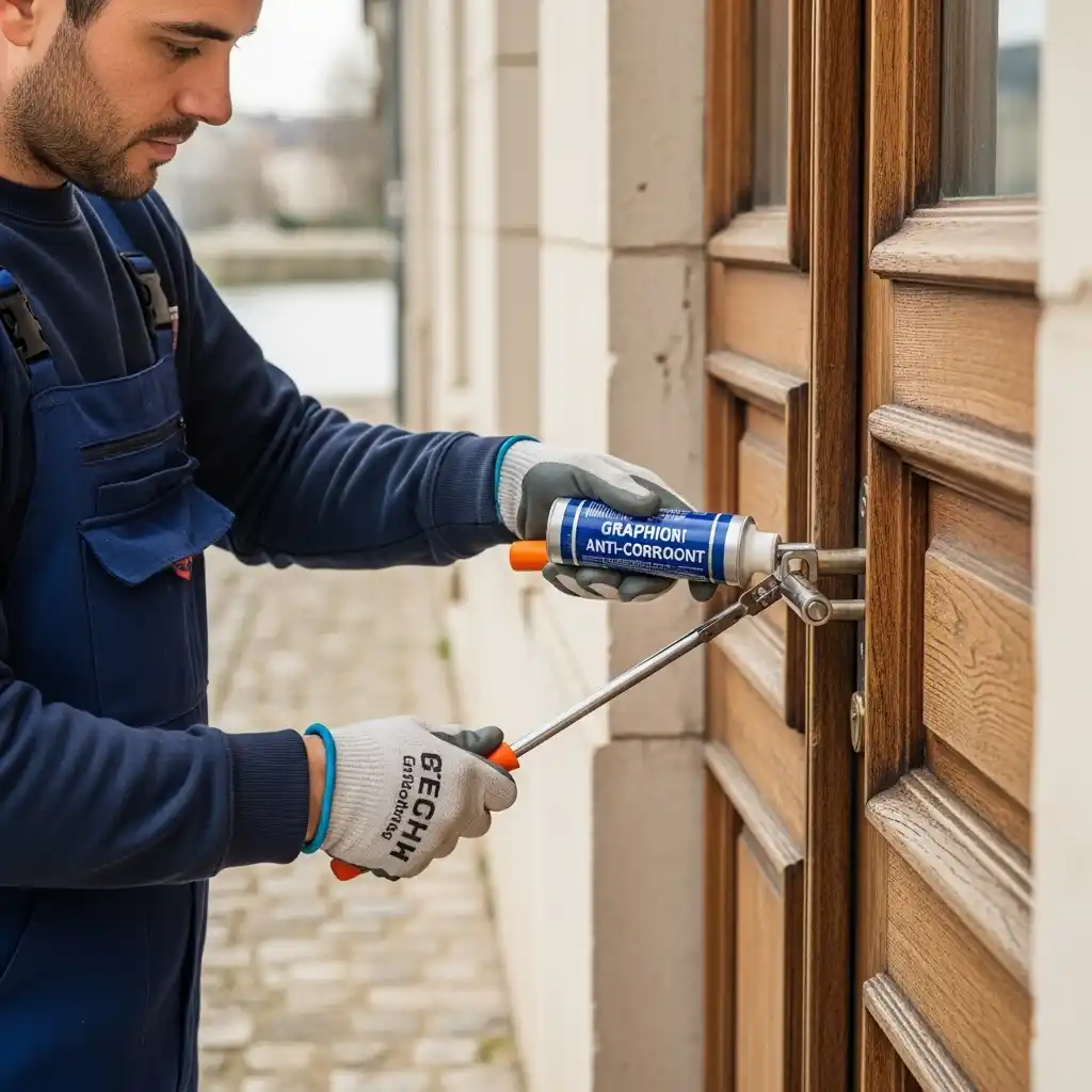 Serrurier réparant serrure porte humide La Frette-sur-Seine expertise locale