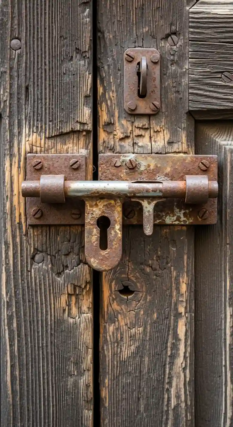 Verrou grippé humidité serrure porte ancienne Saint-Georges-d'Espéranche quartier rural