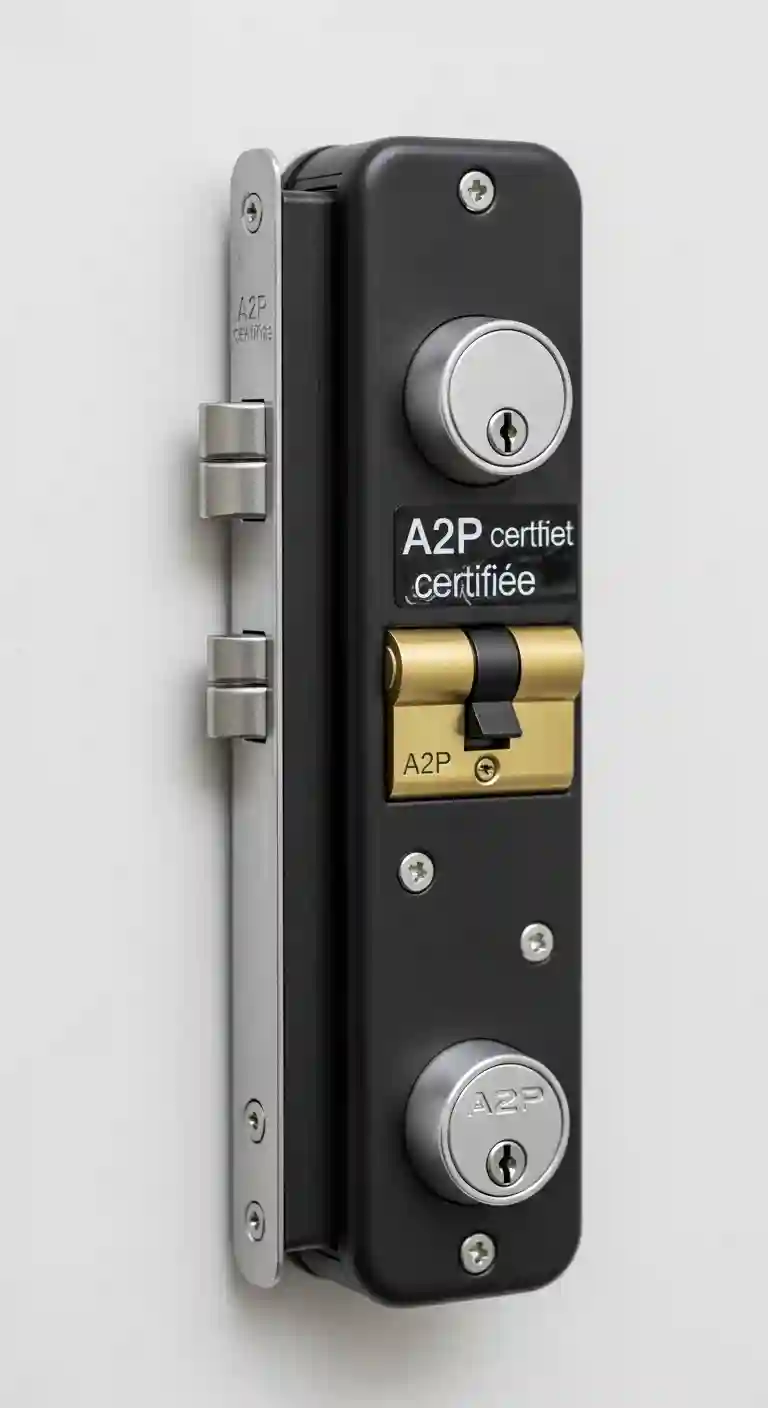 Détail serrure collective multipoints certifiée A2P pour immeuble Colombe 38690 Nord-Isère