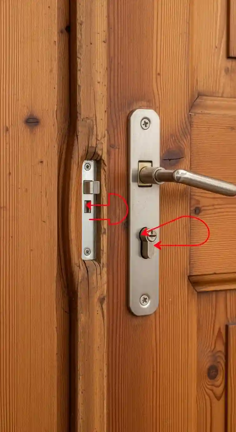 Porte bois gonflée serrure grippée désalignement pêne gâche maison ancienne Châtenay Isère 38980