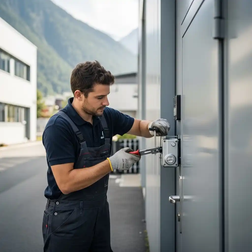 Installation serrure industrielle professionnelle serrurier Chapareillan zone activités Longifan Grésivaudan