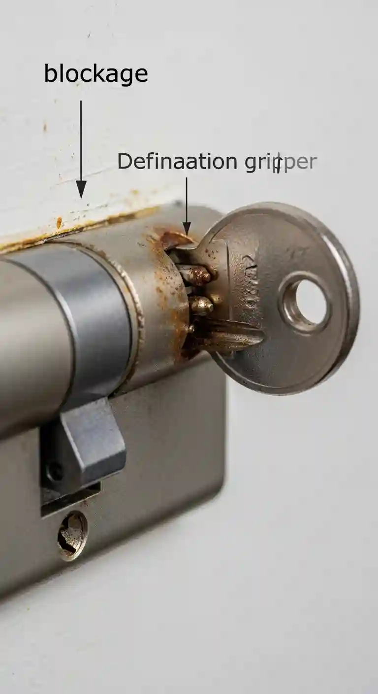 Clé bloquée cylindre serrure grippée corrosion problème récurrent Chamagnieu 38460
