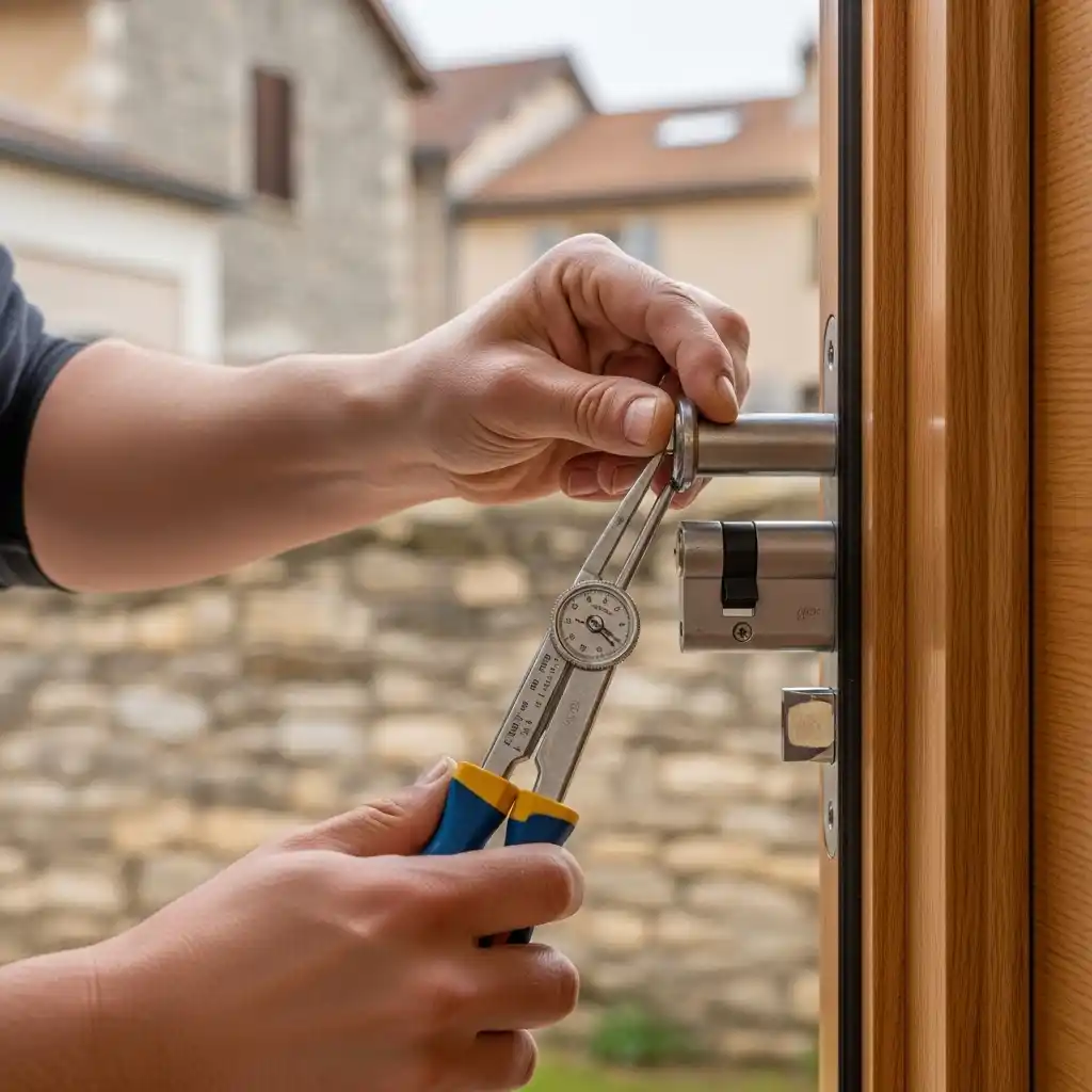 Installation professionnelle barillet certifié A2P porte d'entrée Saint-Romans Isère