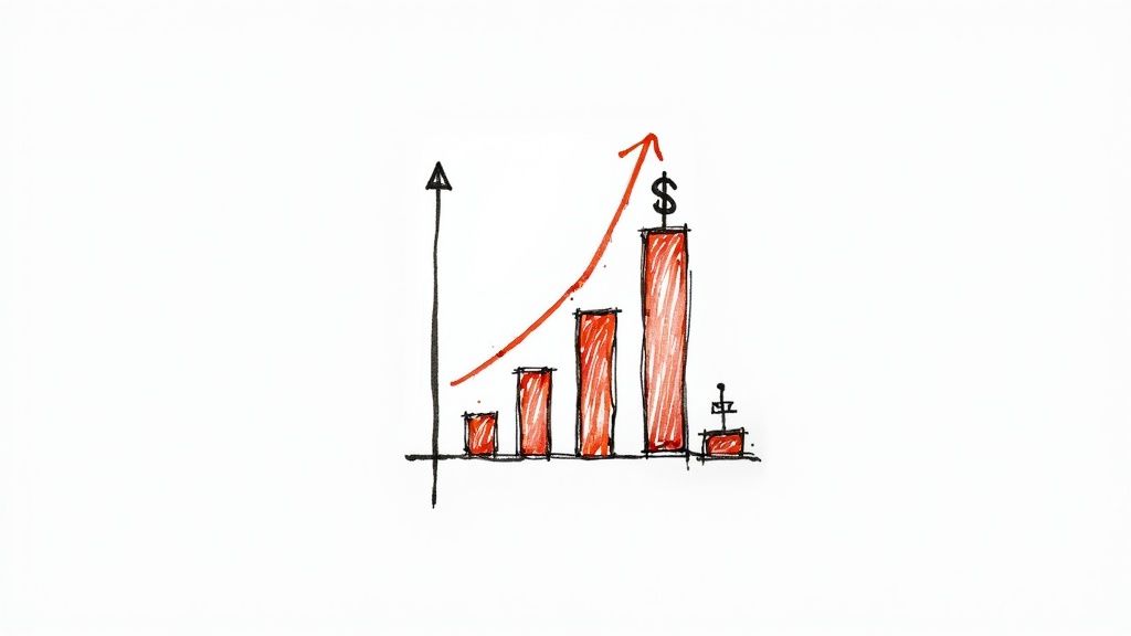 A rising graph on a laptop screen symbolizing business growth from data-driven strategies