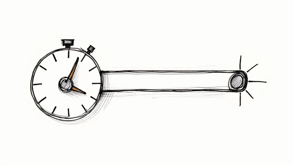 An illustration showing a rocket taking off from a laptop screen, symbolizing fast website speed.