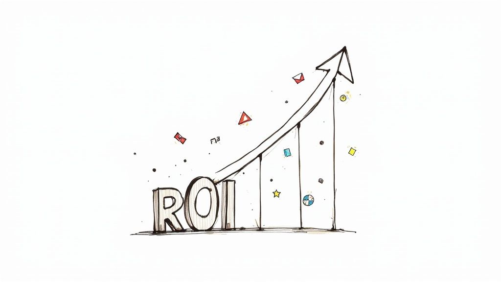 A person analyzing marketing data on a laptop and a large screen with charts and graphs.