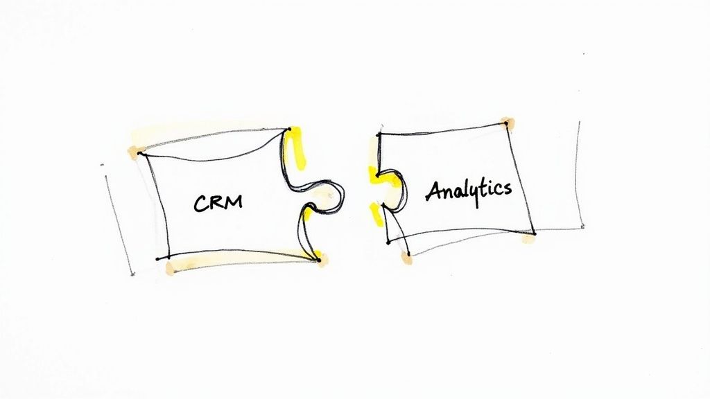 A marketer pointing at a digital screen showing various AI tool logos and graphs, illustrating the selection process.