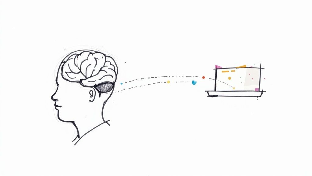 An illustration showing AI algorithms processing data and personalizing ads for different user profiles.