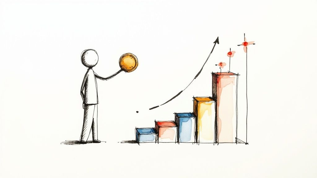 An abstract image representing data points and connections, symbolizing performance marketing