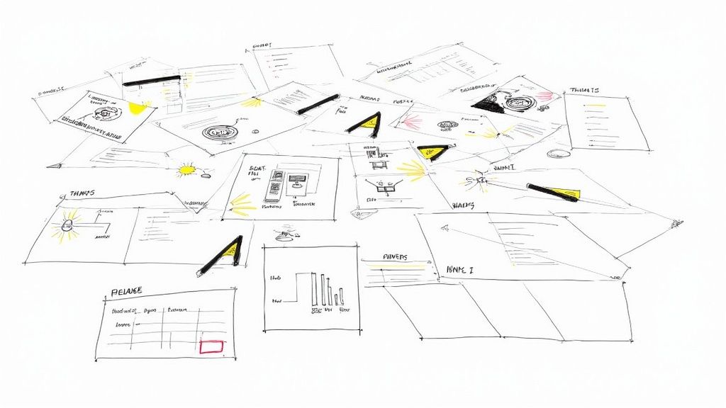 A team collaborating on a marketing campaign plan on a whiteboard