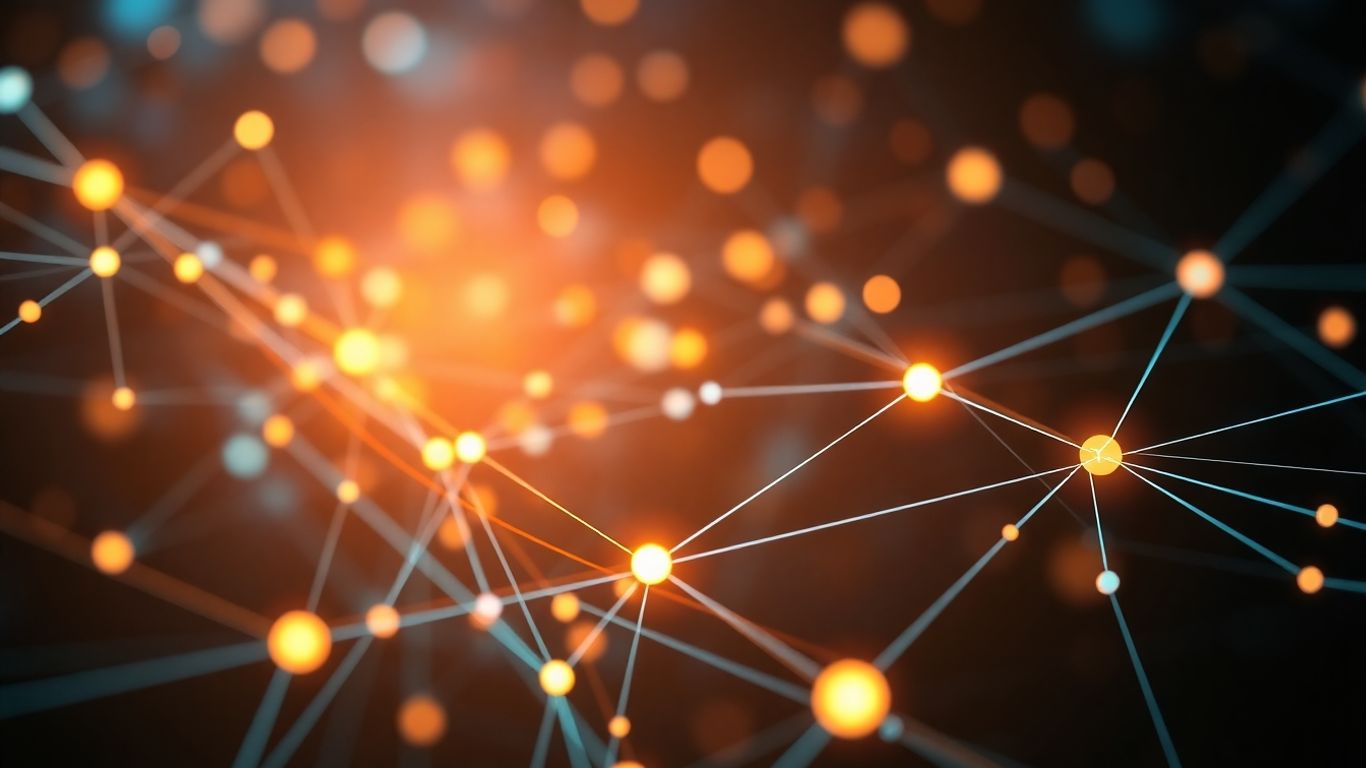 Lead generation network with glowing nodes and pathways.