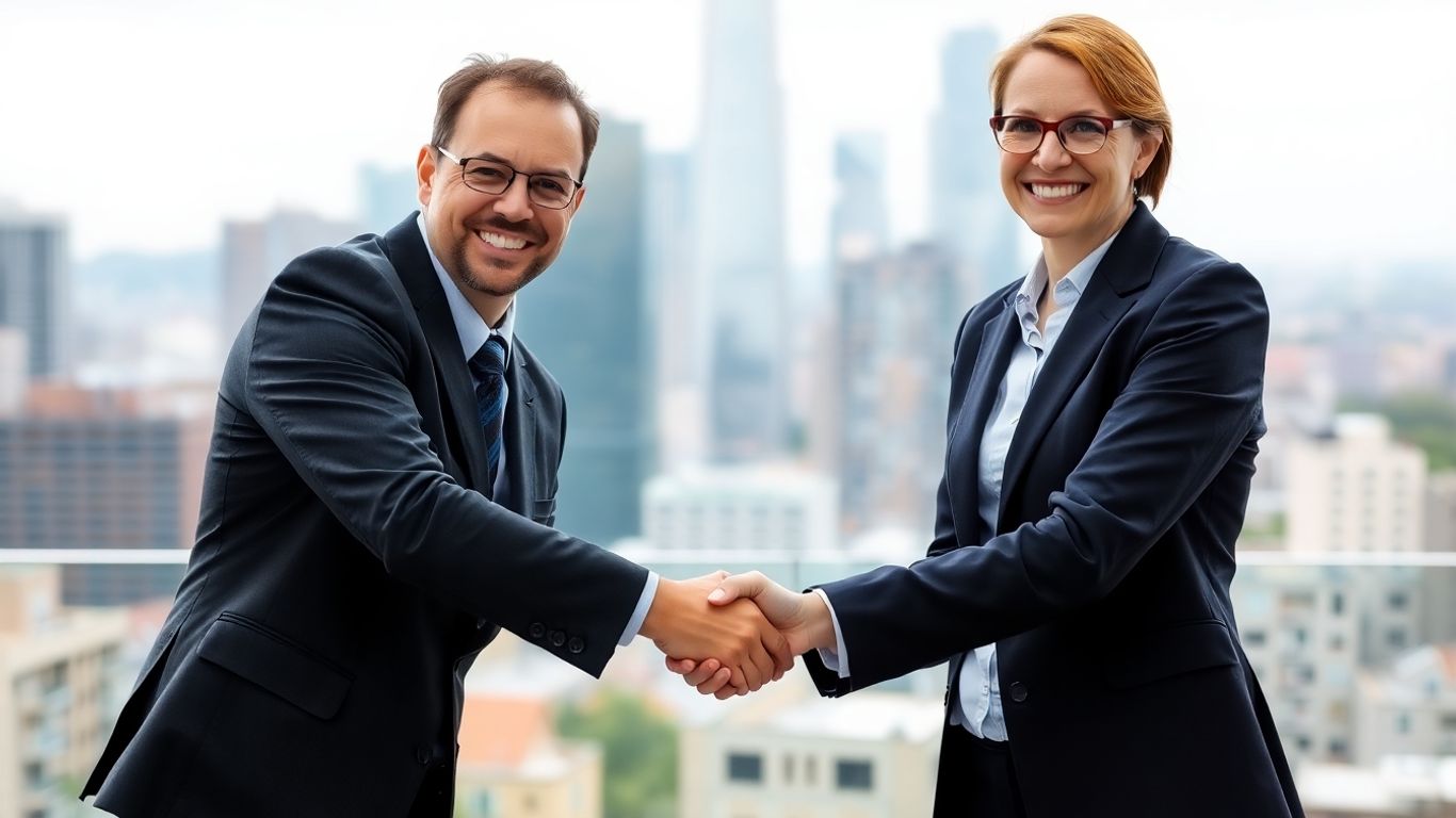 Financial advisor shaking hands with a client.