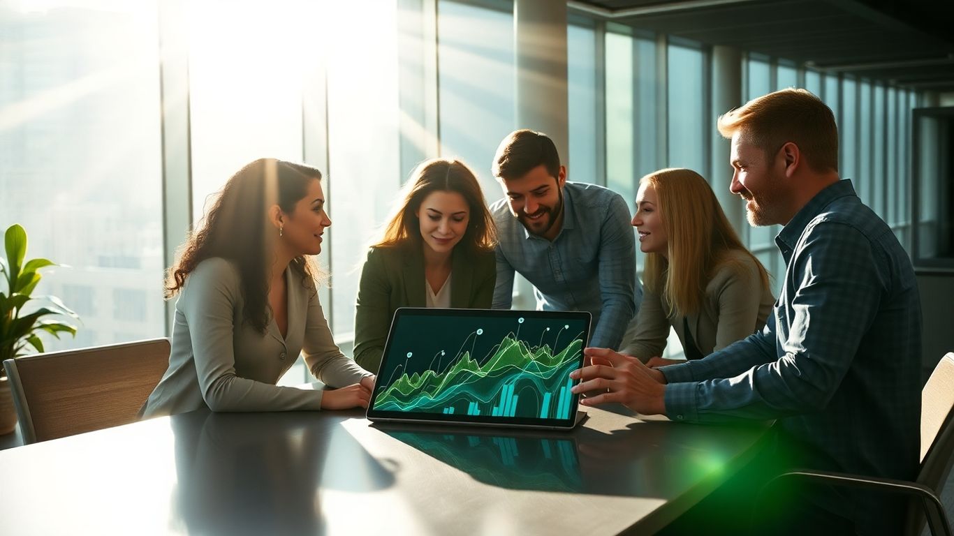 Team collaborating on technology growth strategies.