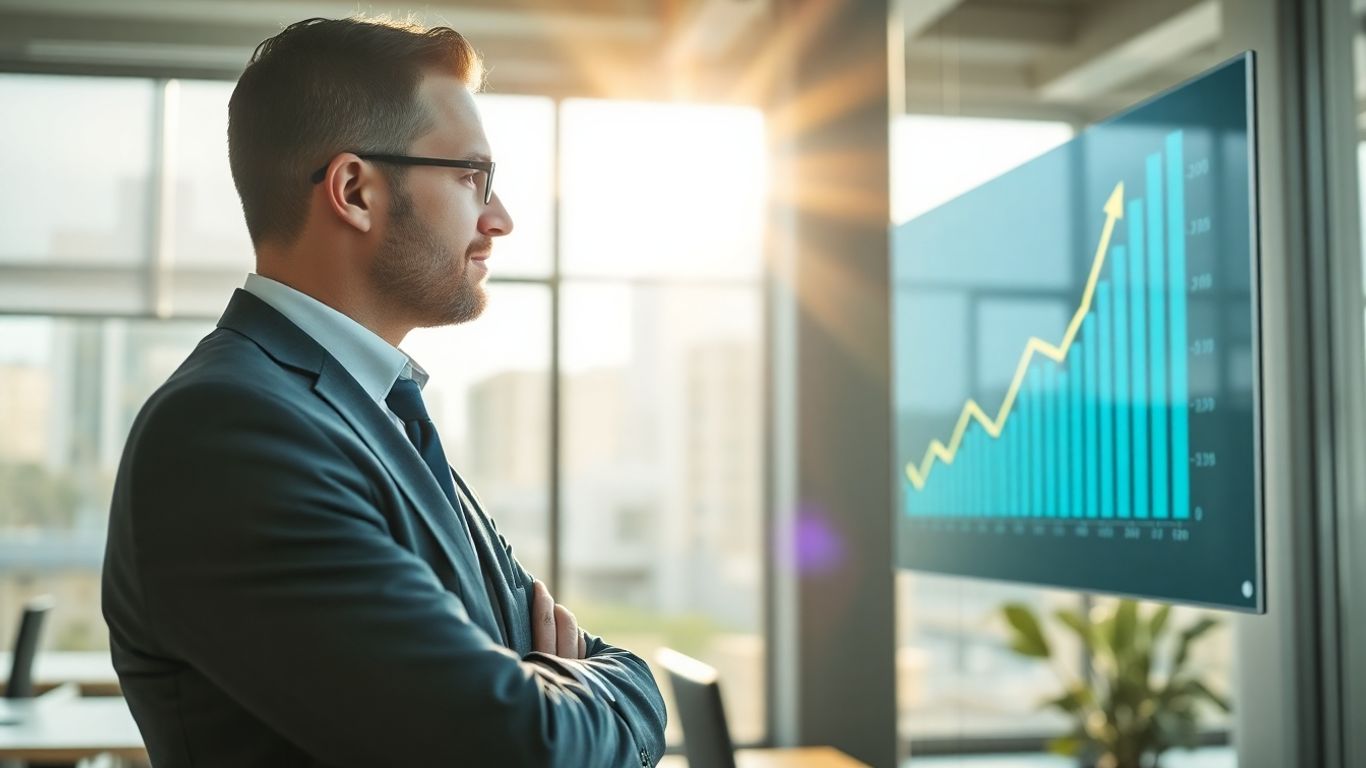 Consultant analyzing growth data on a digital interface.