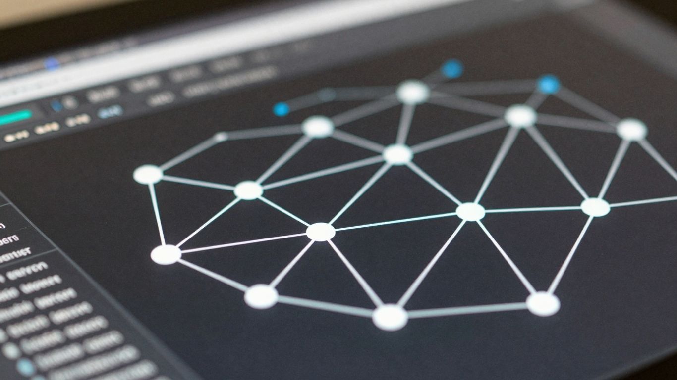 Digital network connections with intricate pathways.