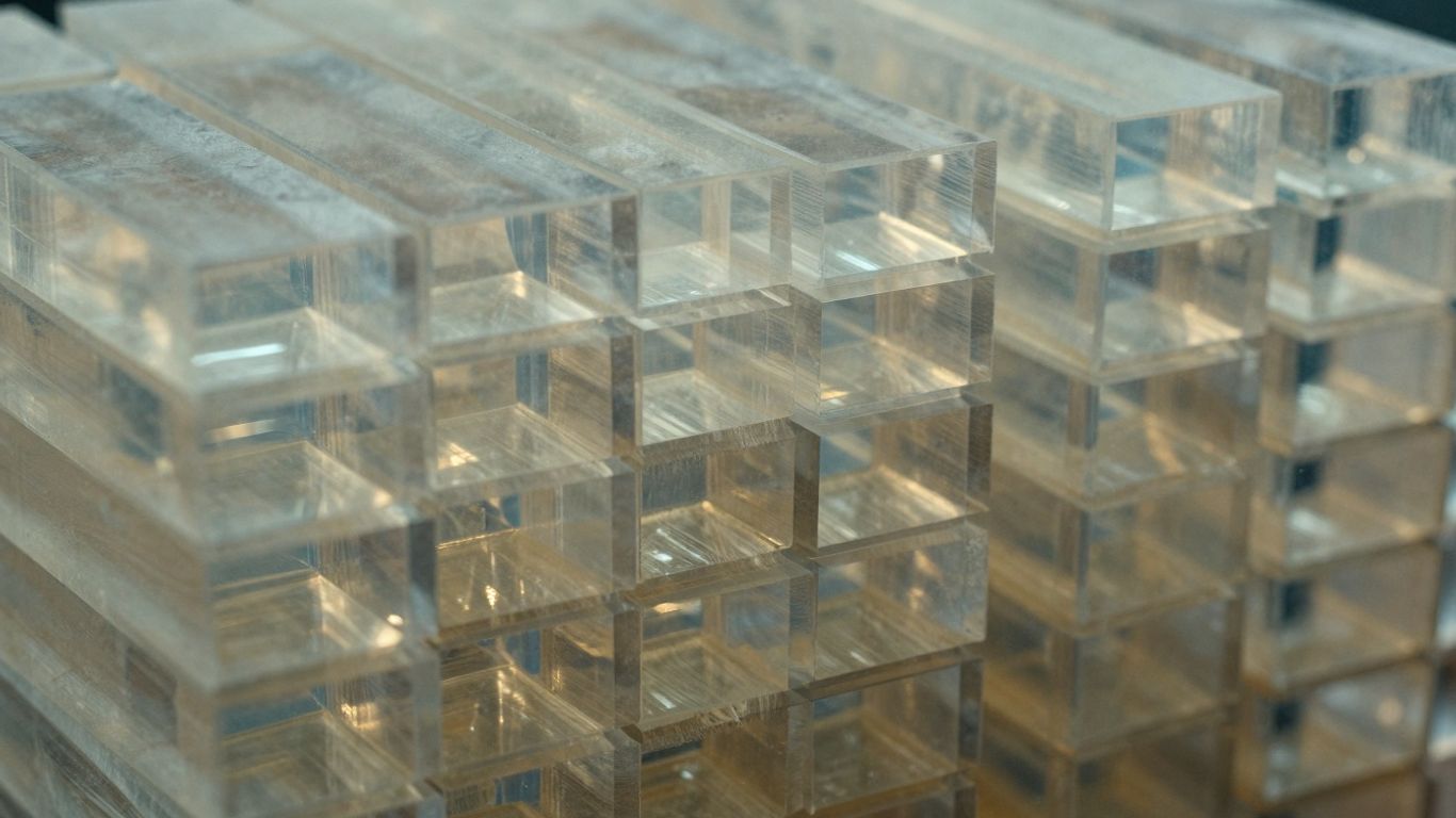 Abstract data blocks with internal structure and light.