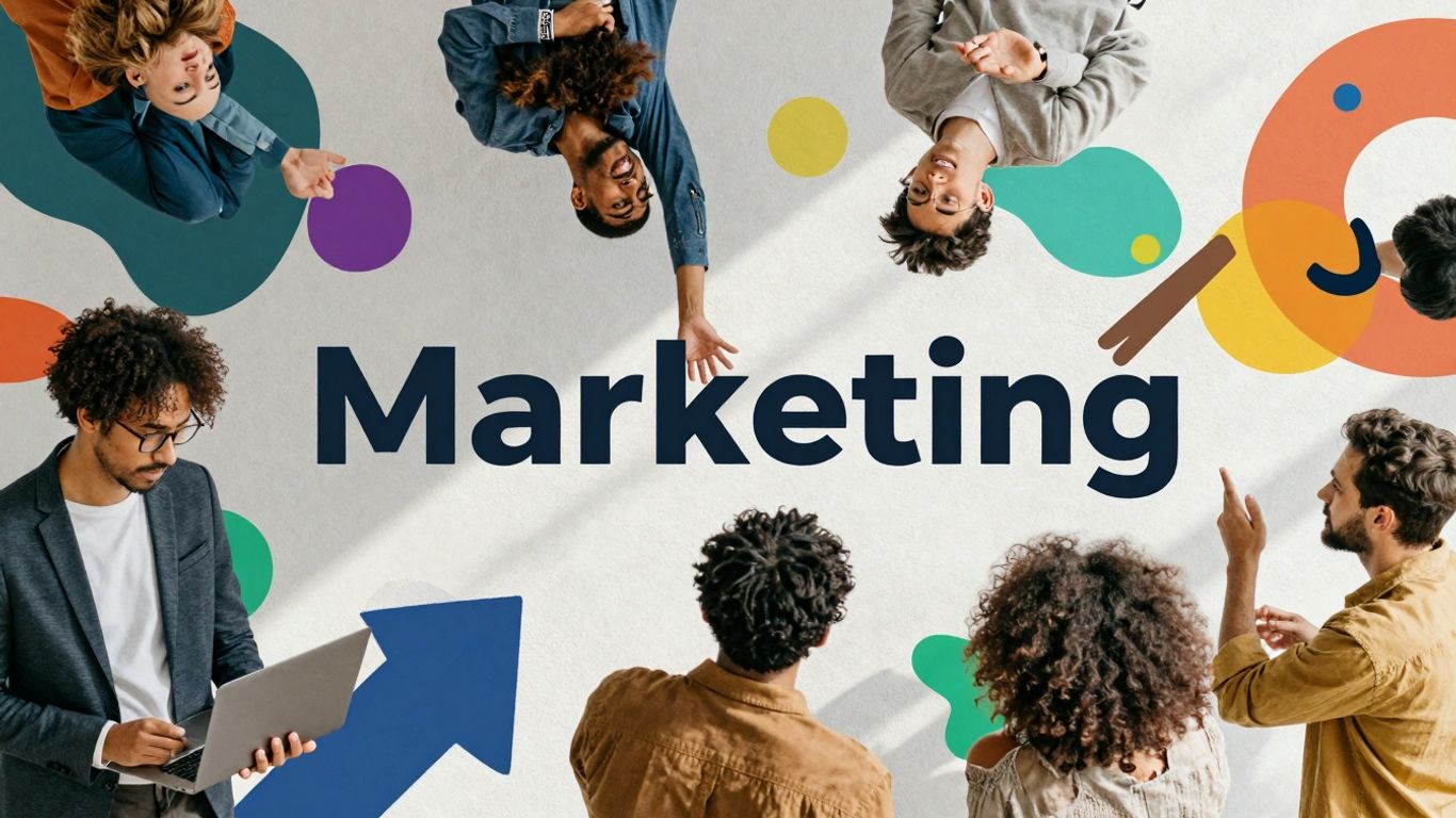 Brand marketing elements forming a cohesive visual narrative.