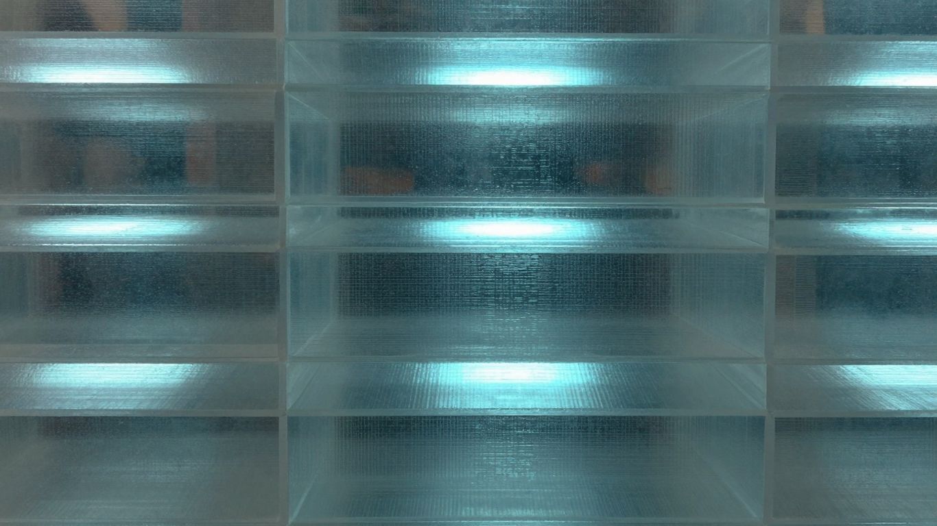 Abstract data blocks with blue glow