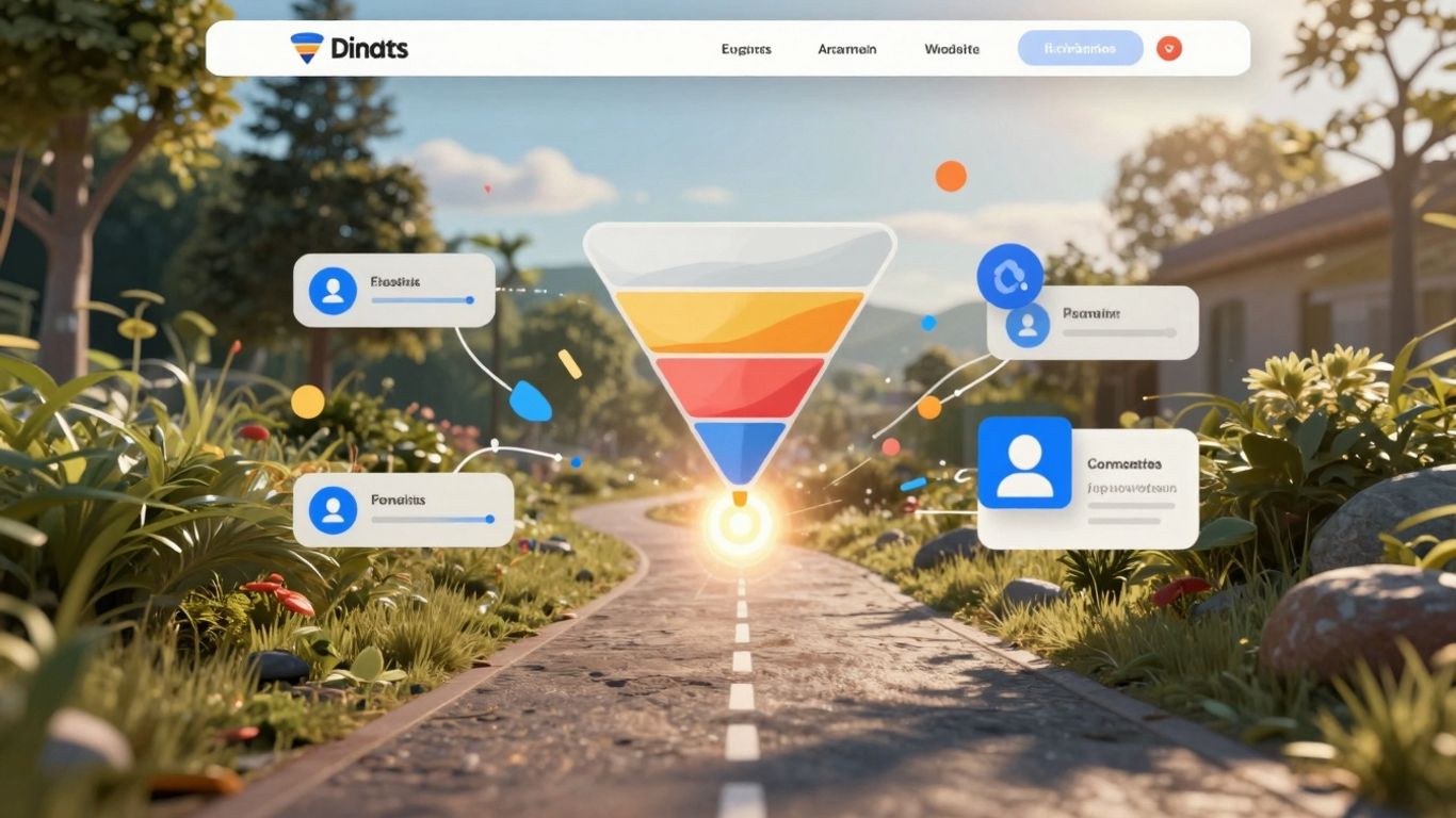 Website funnel with path leading to conversion target.