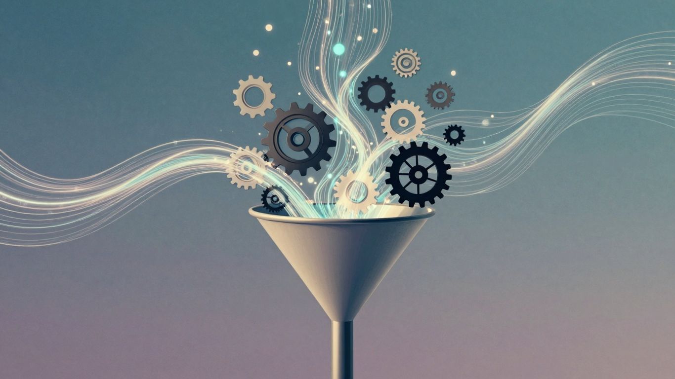 Funnel with digital connections and data streams