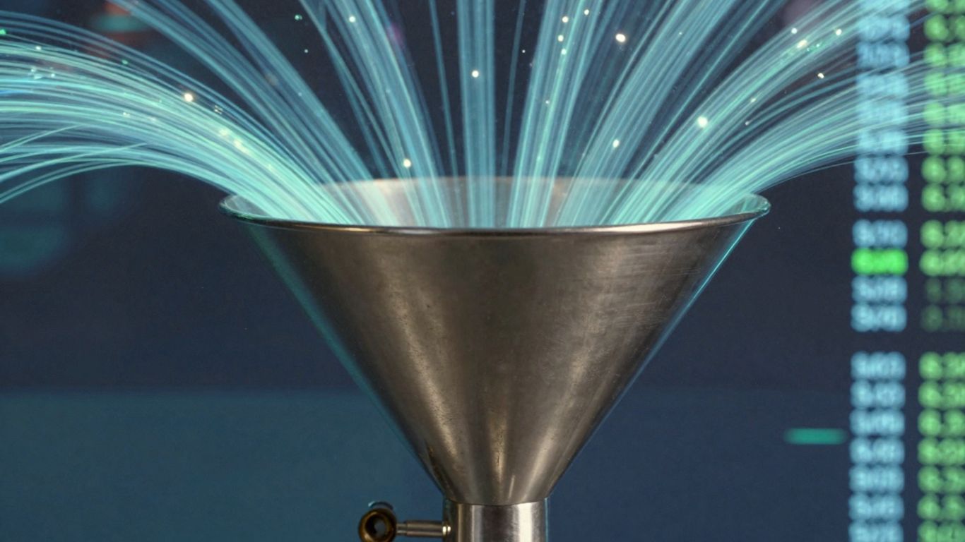 Funnel with glowing data streams