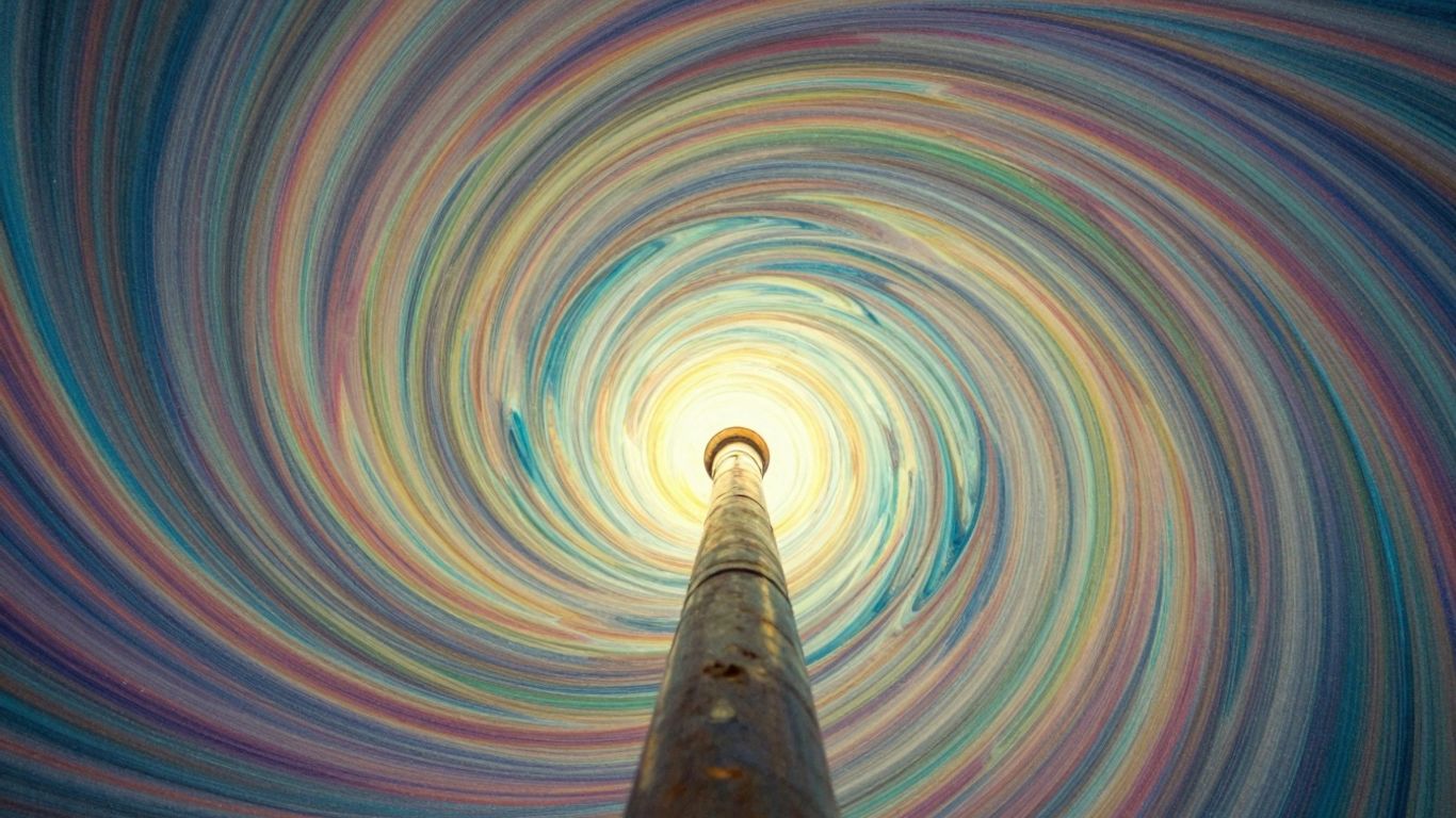 Abstract funnel with swirling colors indicating engagement.