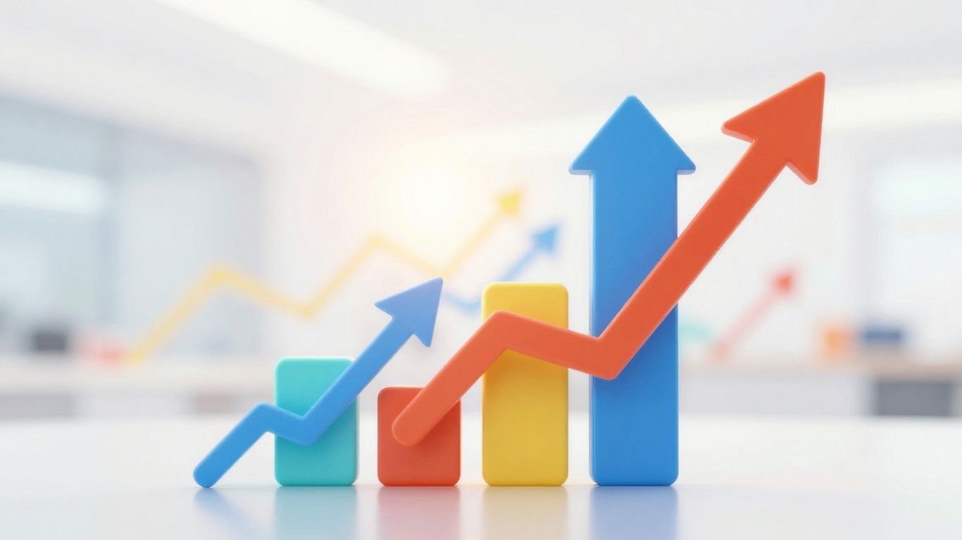 Business growth and expansion with upward trends.