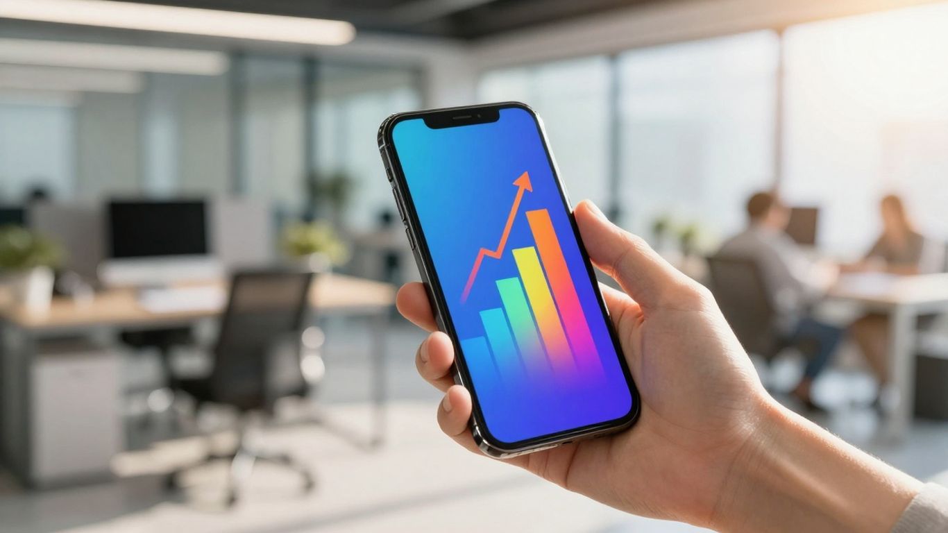 Marketing report growth chart with upward trend.