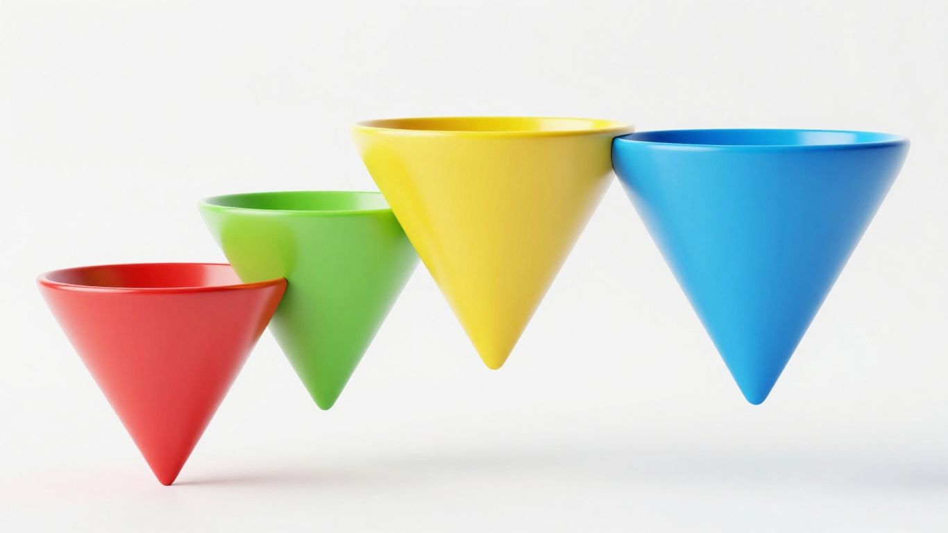 Business funnel with distinct, flowing stages.