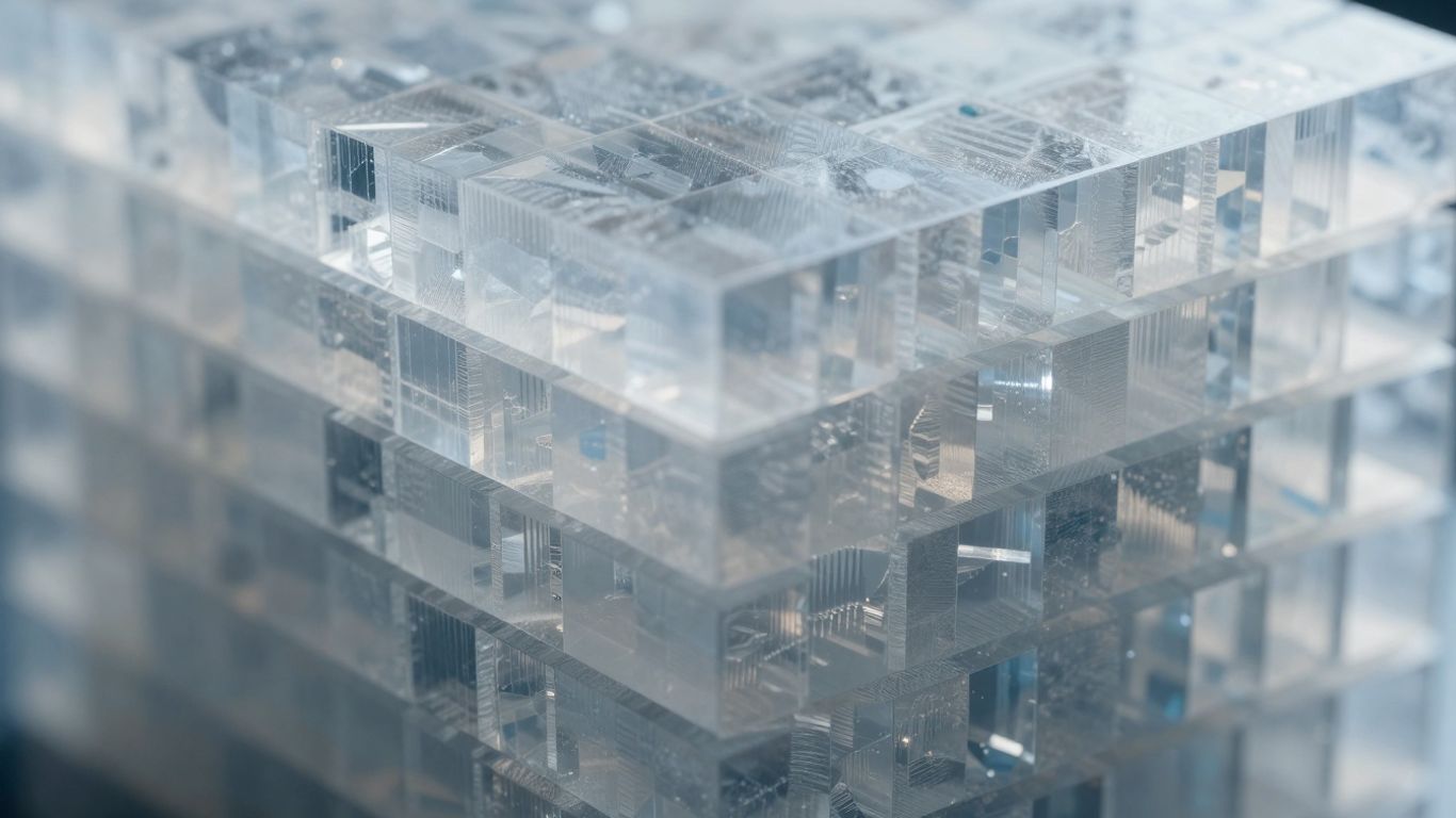 Crystalline data blocks stacked for efficient storage.