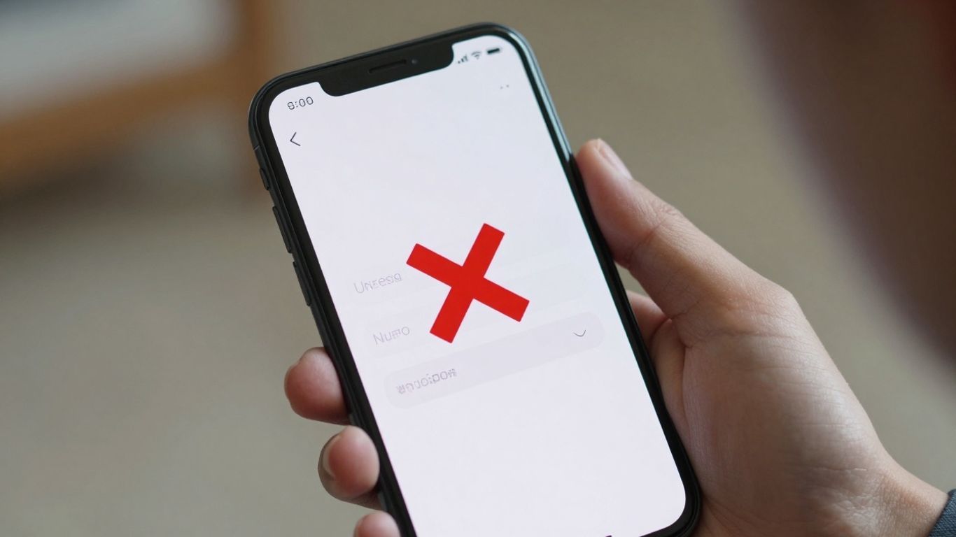 Login screen error with red X over credentials.