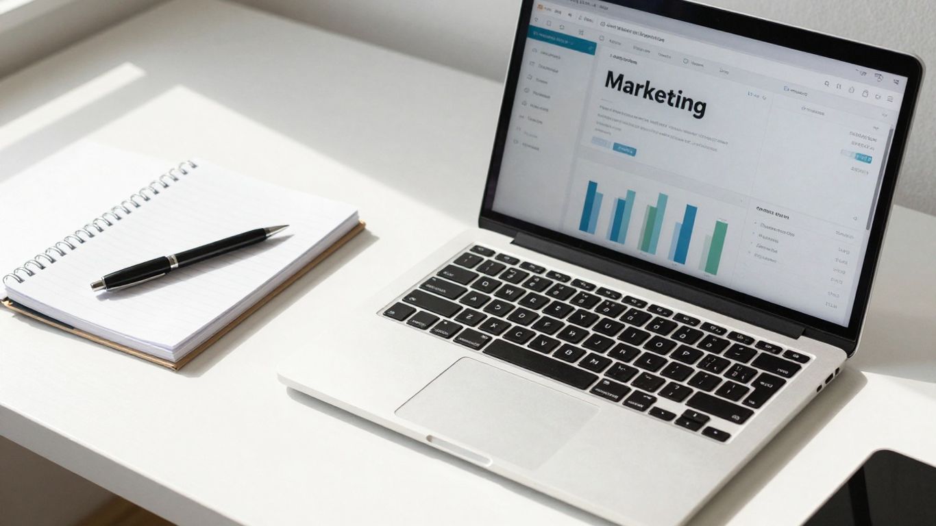 Digital marketing dashboard on a laptop screen.