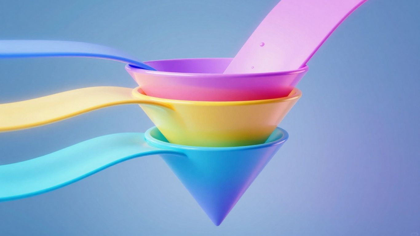 Abstract funnel with flowing streams of light.