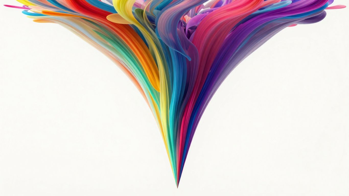 Abstract funnel with cascading colorful elements.