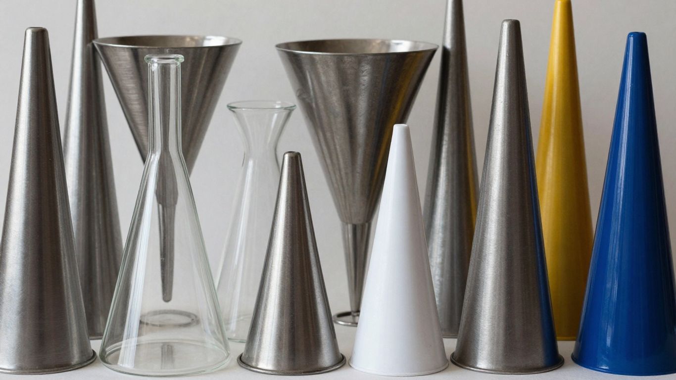 Various funnel shapes and sizes in a photographic composition.