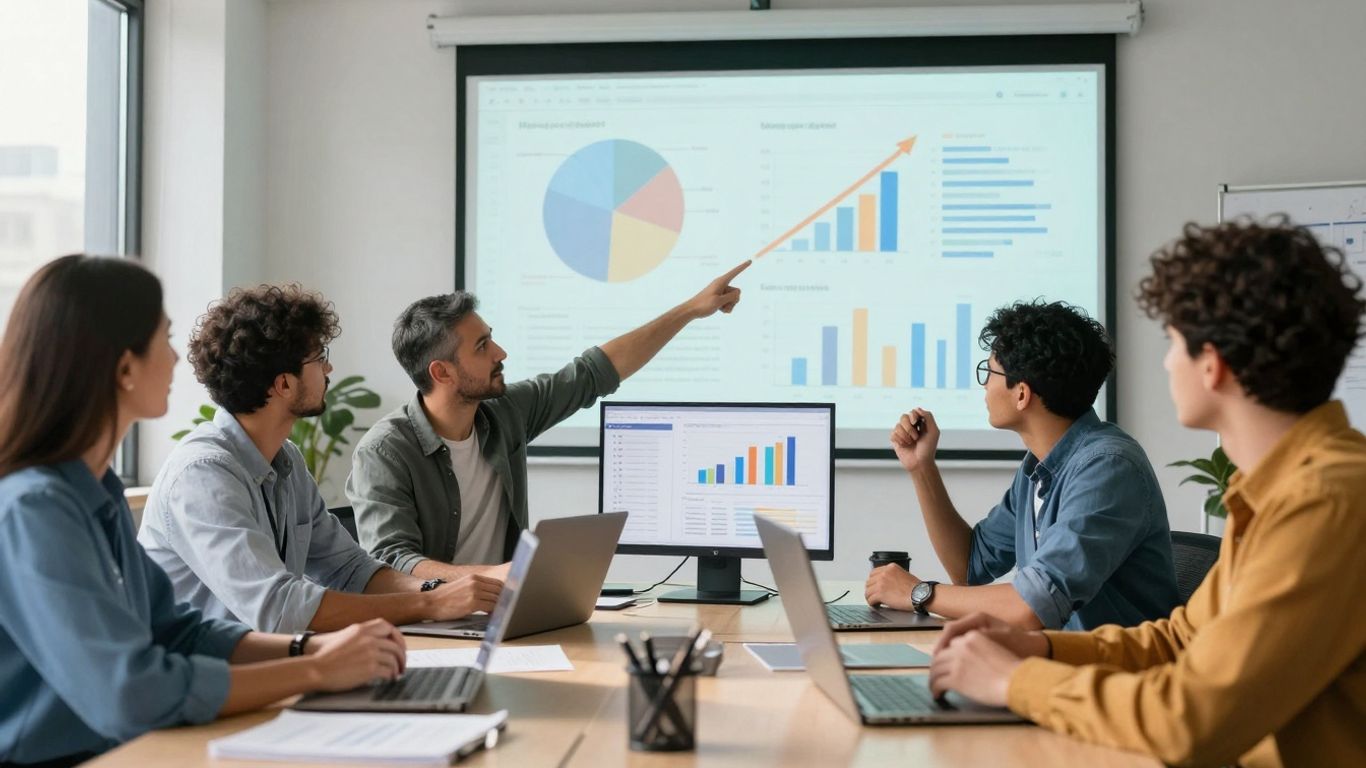 Marketing professionals analyzing campaign data for growth.