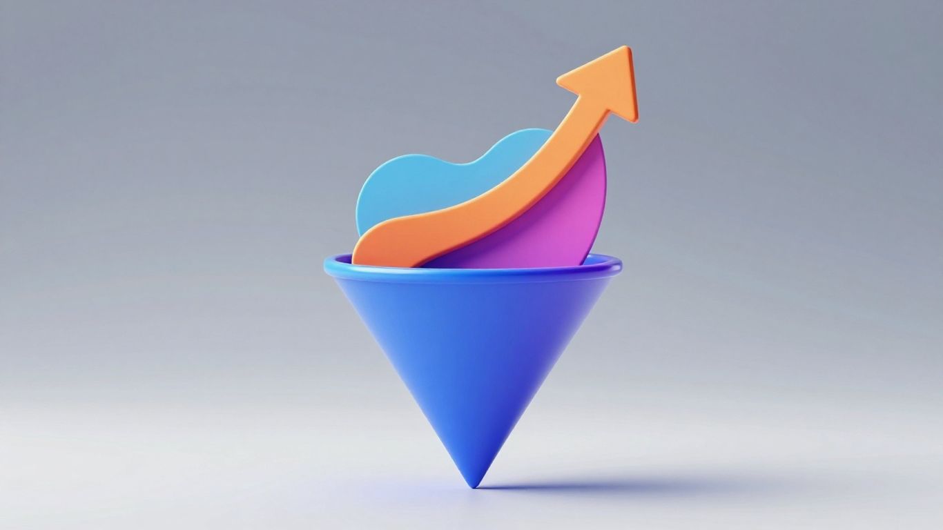 Sales funnel progression with abstract shapes.