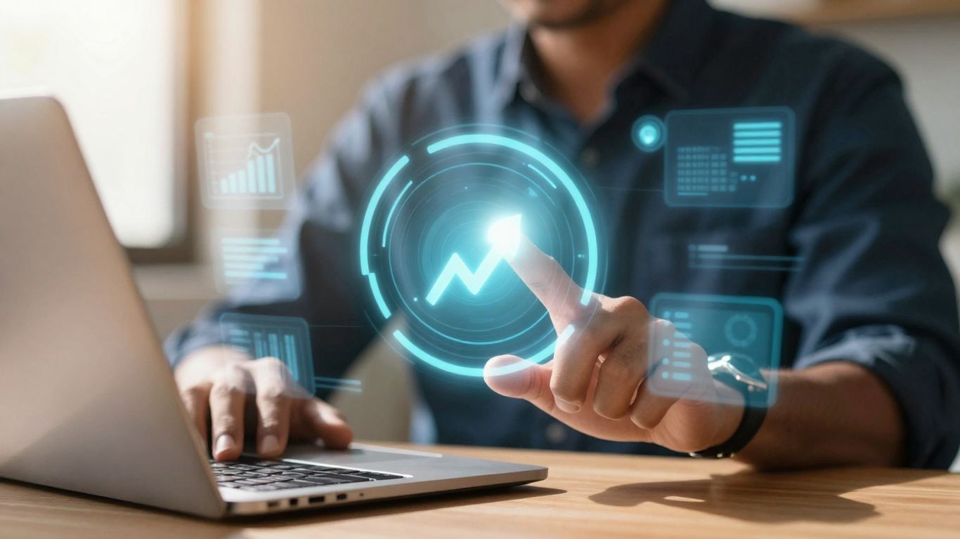 Affiliate marketing concept with digital connections and growth.