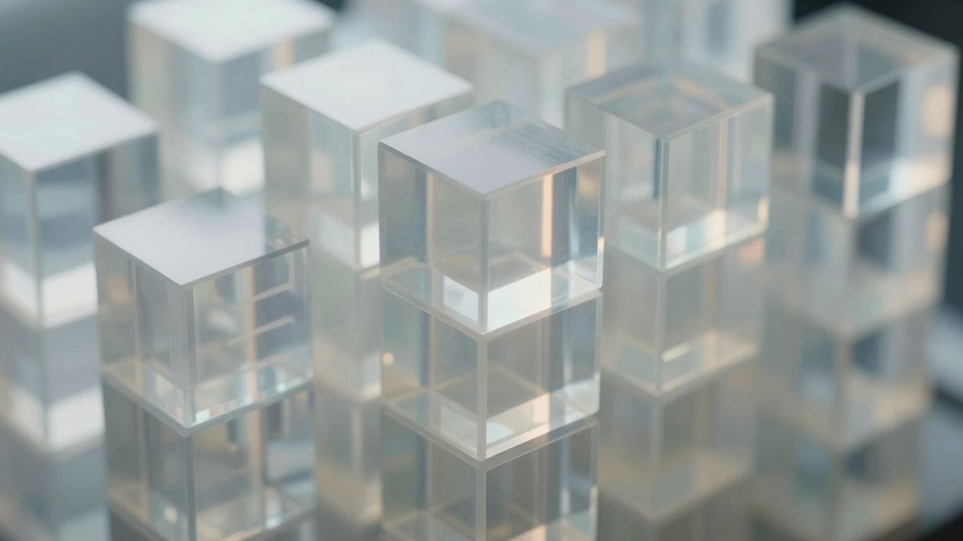 Abstract geometric blocks representing efficient data storage.