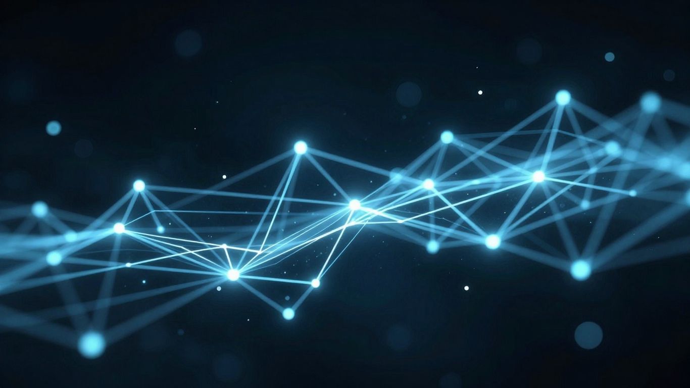 Abstract network of glowing lines and nodes