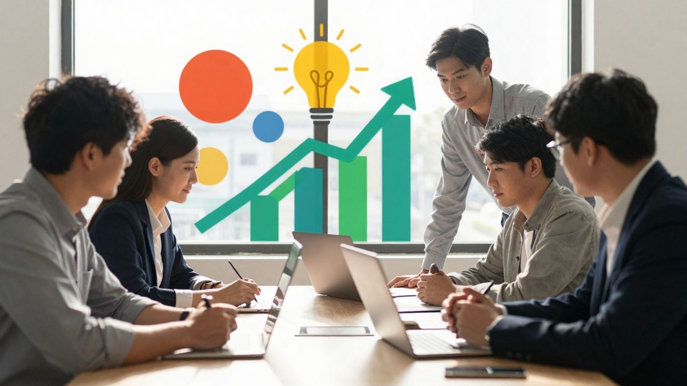 Marketing campaign strategy and collaboration visual