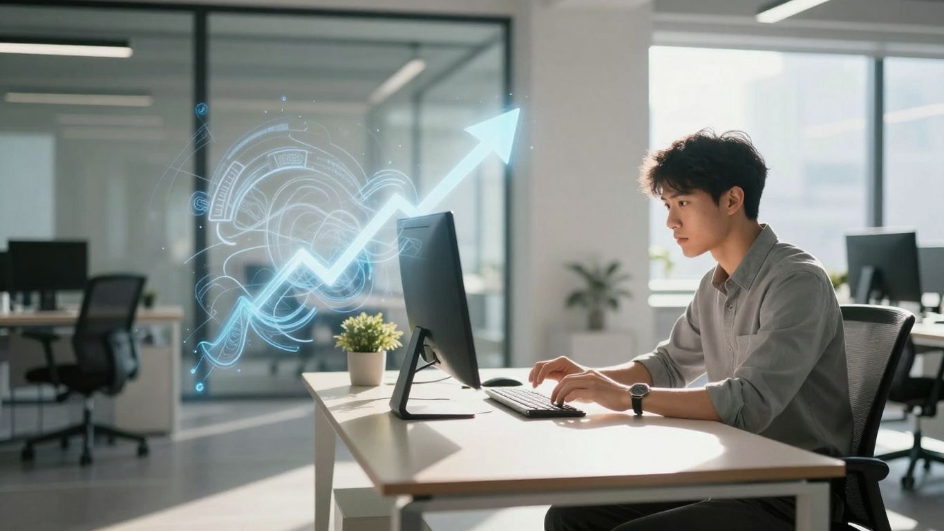 Person optimizing marketing strategy for peak performance.